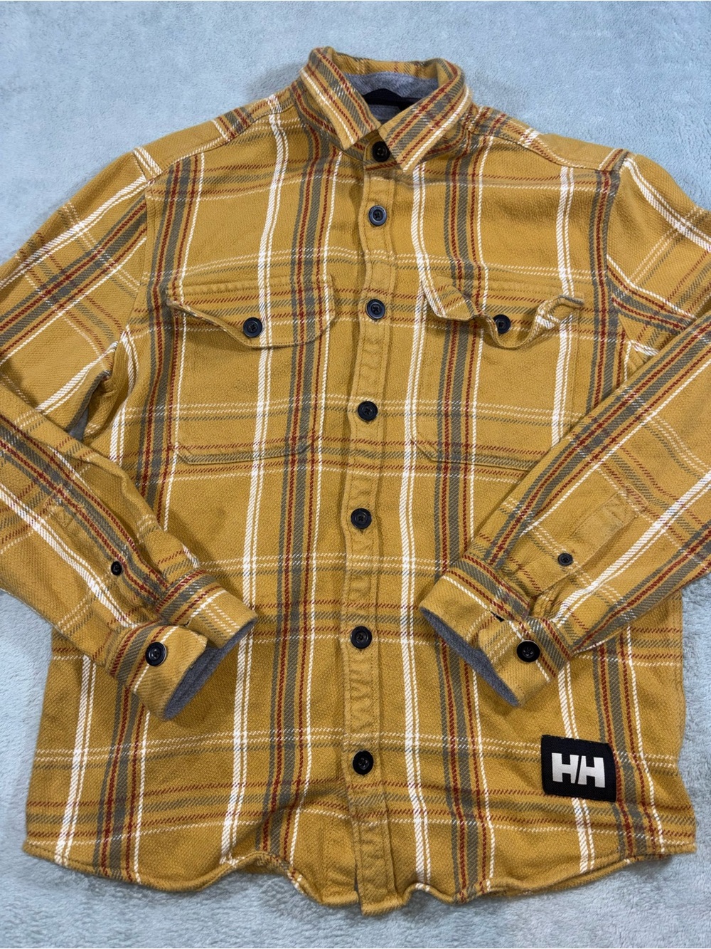 Helly Hansen Mens Heavy Flannel Plaid Button Down Shirt Size M